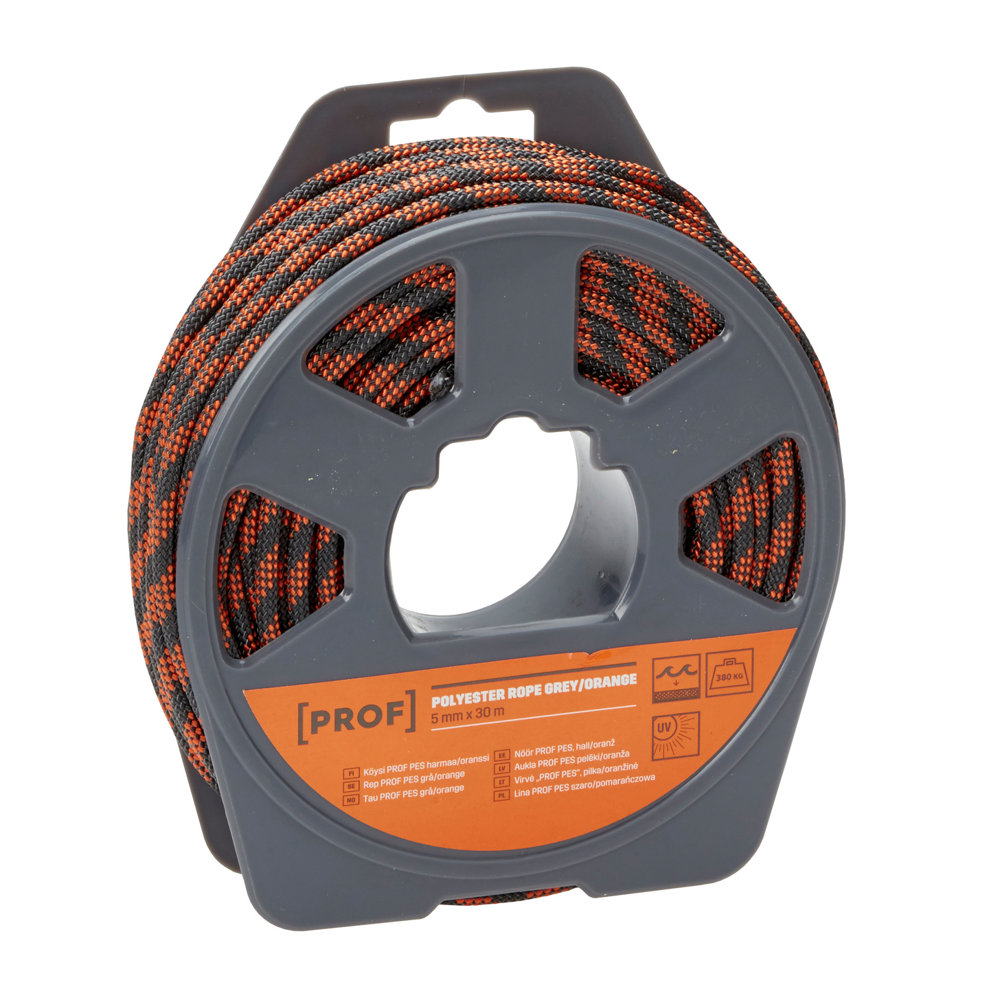 Köysi PROF polyesteri harmaa oranssi 5mmx30m