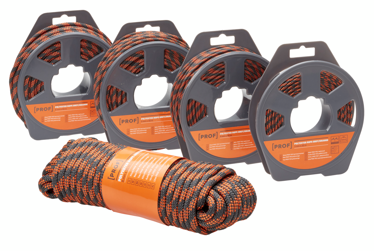 Köysi PROF polyesteri harmaa oranssi 5mmx30m