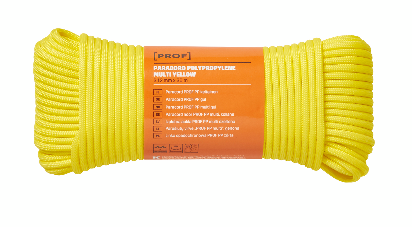 PARACORD PROF PP GUL 3,12MM 30M