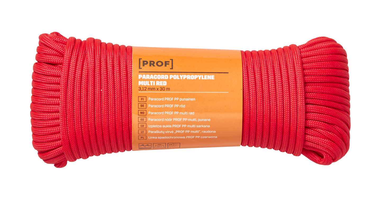 PARACORD PROF PP RÖD 3,12MM 30M