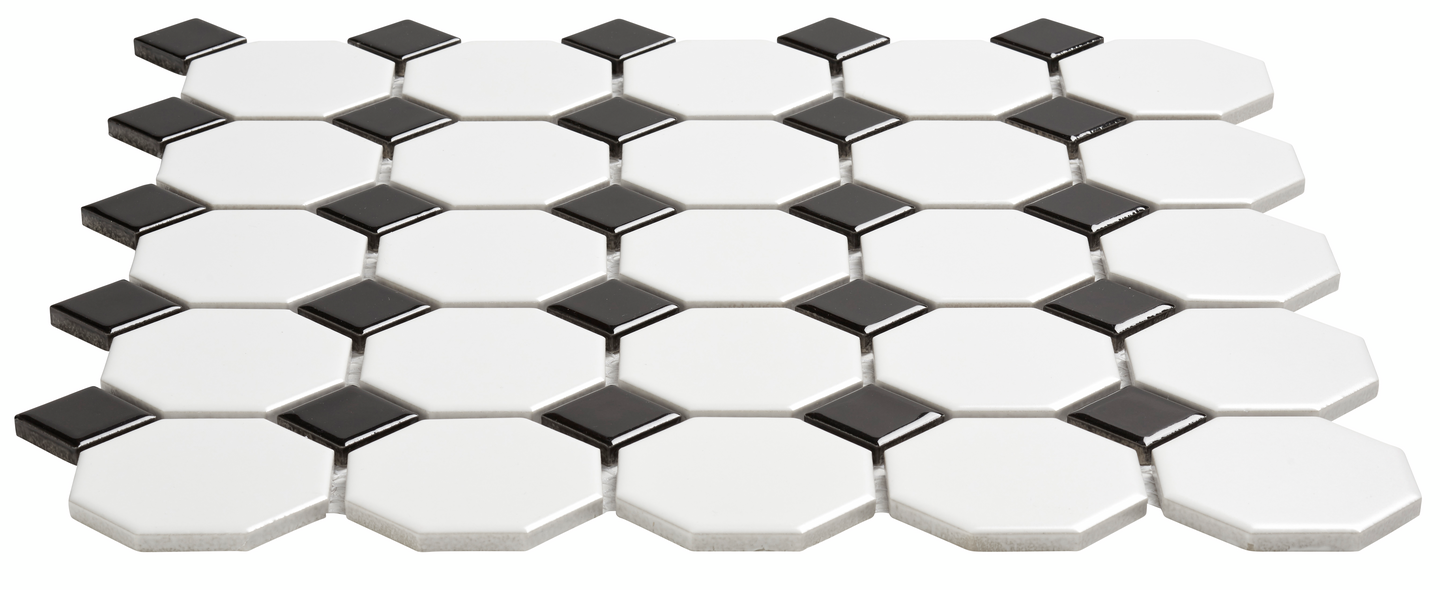 OCTOGON CELLO 29,5X29,5 WHITE/BLACK, MATT  (K)