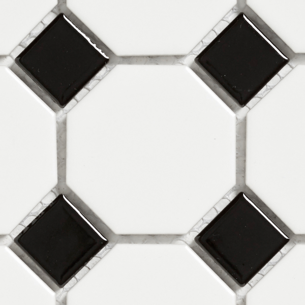 OCTOGON CELLO 29,5X29,5 WHITE/BLACK, MATT  (K)