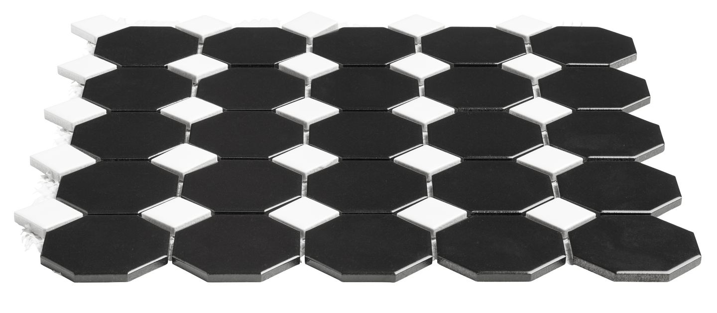 OCTOGON CELLO 29,5X29,5 BLACK/WHITE, MATT(K)