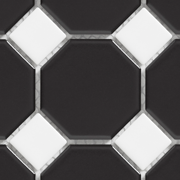 OCTOGON CELLO 29,5X29,5 BLACK/WHITE, MATT(K)