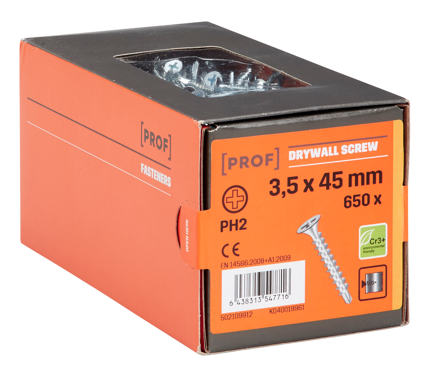 Kipsilevyruuvi PROF porakärki 3,5x45 tiuhakierre sähkösinkitty 650kpl