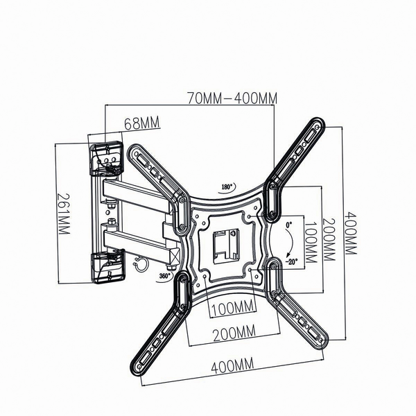 Tv-seinäteline Nedis 23-55IN täysin säädettävä 3 niveltä
