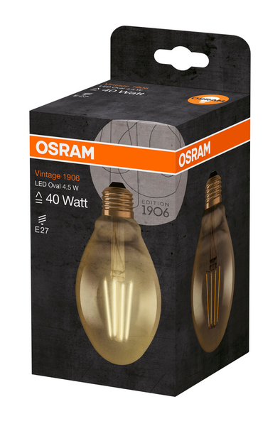 Led-lamppu OSRAM Vintage 1906 Oval 470lm 825 E27 Gold Fil