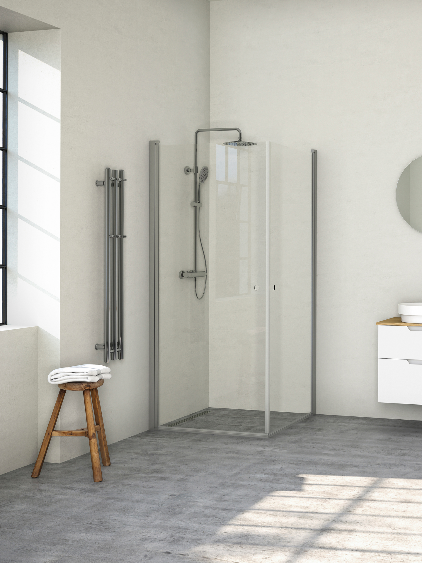 DUSCHHÖRN NORO PRISMA CORNER 80X80, KLARGLAS NATURELOXERAD