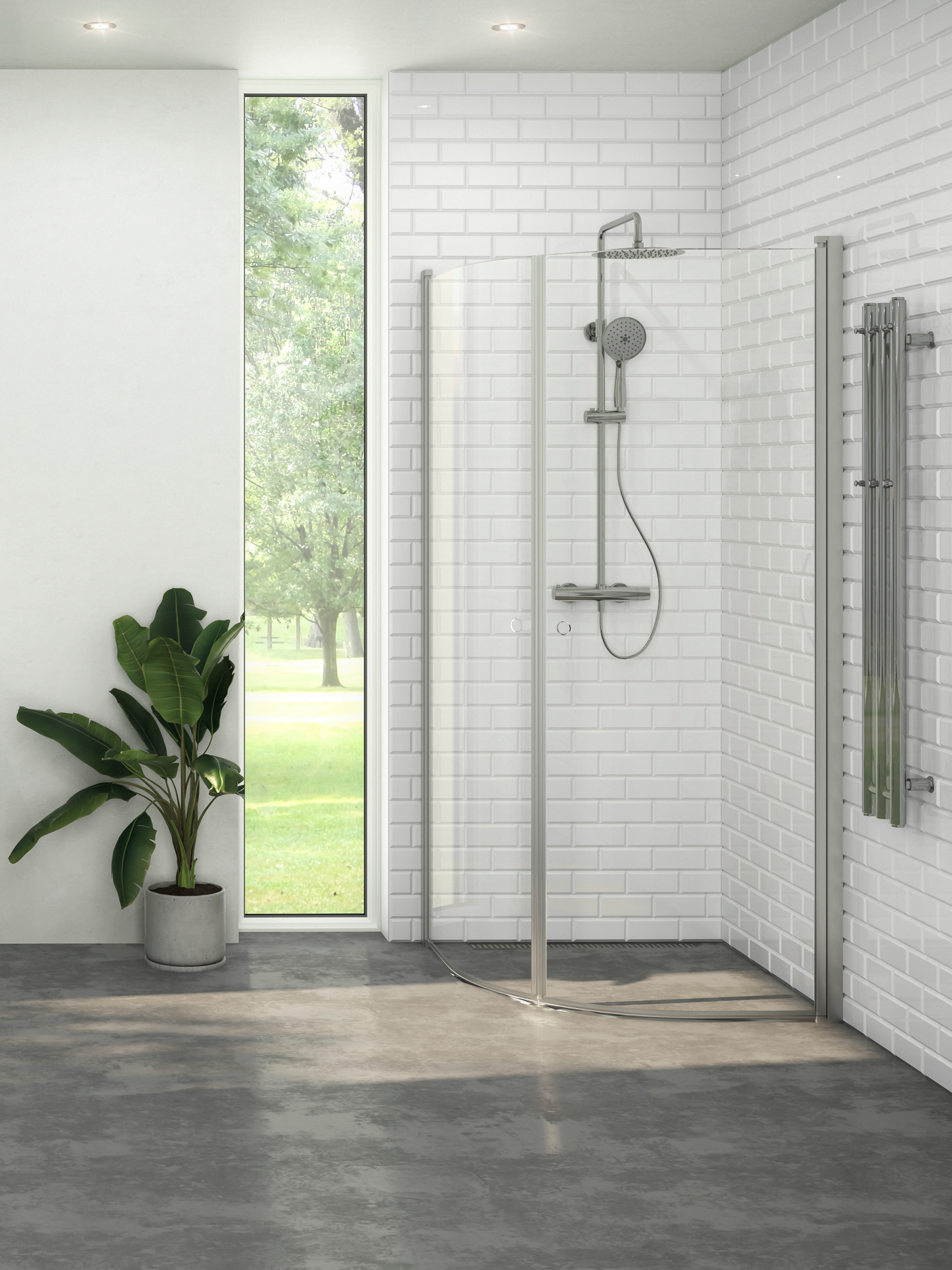 DUSCHHÖRN NORO PRISMA ROUND 80X90, KLARGLAS NATURELOXERAD