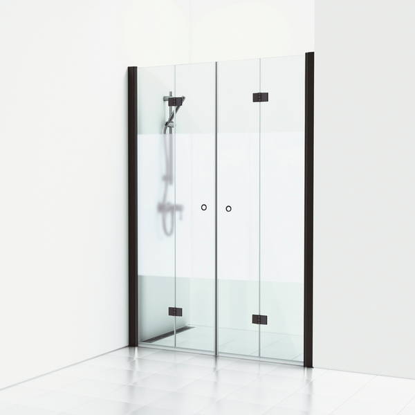 Suihkuseinä Svedbergs Skoga taitettava 158x198 musta/puolihuurre 2ov rengasvedin