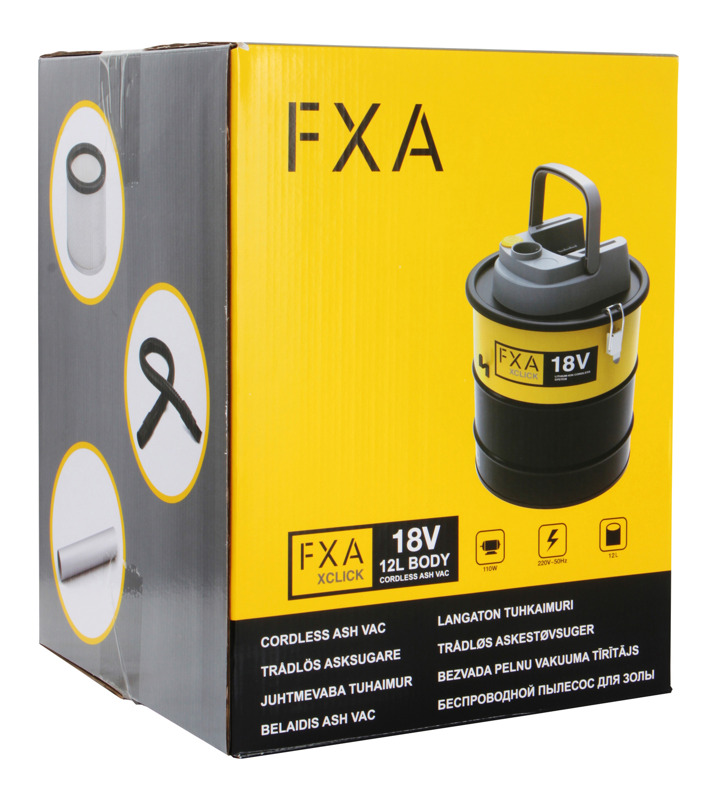 Akkutuhkaimuri FXA XCLICK 18V 12l runko