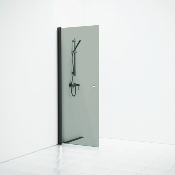 Suihkuseinä Svedbergs Skoga suora 77x198 musta/savulasi rengasvedin