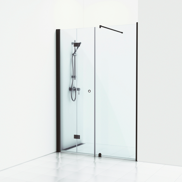 Suihkuseinä Svedbergs Skoga taitettava/kiinteä 160x198 musta/kirkas rengasvedin