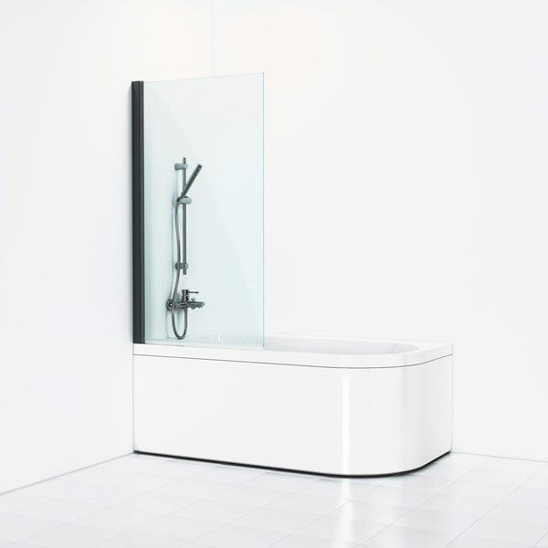 Suihkuseinä Svedbergs Skoga ammeeseen suora 80x141 musta/kirkas lasi