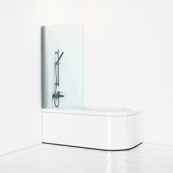 Suihkuseinä Svedbergs Skoga ammeeseen suora 80x141 alumiini matta/kirkas lasi