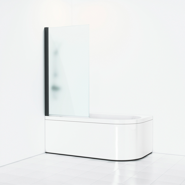 Suihkuseinä Svedbergs Skoga ammeeseen suora 80x141 musta/huurrelasi