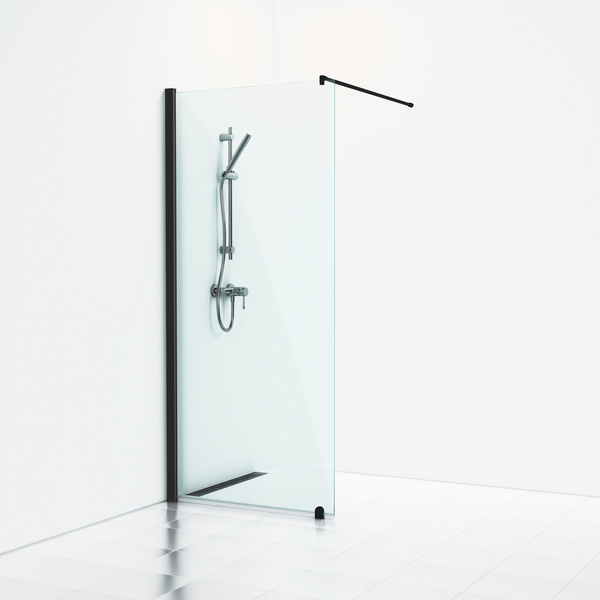 Suihkuseinä Svedbergs Skoga kiinteä 90x198 musta/kirkas lasi