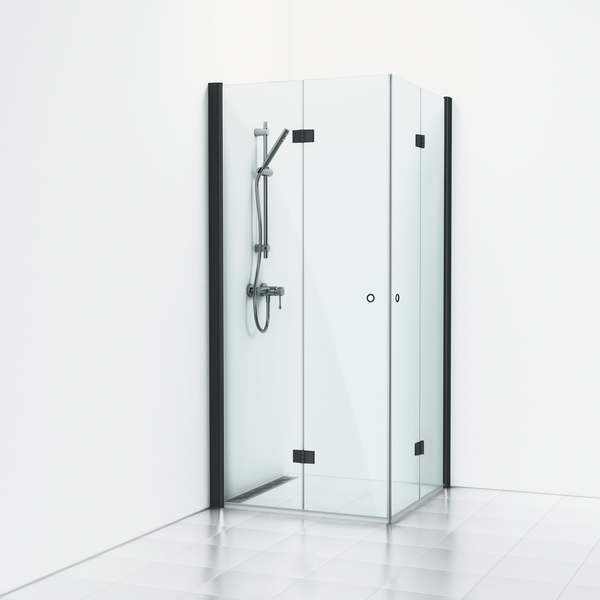 Suihkukulma Svedbergs Skoga taitettava 70x90x198 musta/kirkas lasi rengasvedin