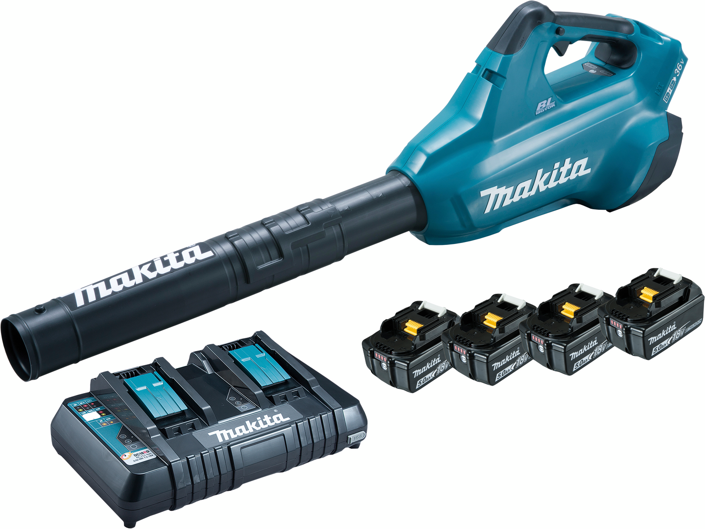 Lehtipuhallin Makita DUB362PT4 2x18V 4x5Ah akut ja laturi