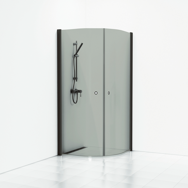 Suihkukulma Svedbergs Skoga puolipyöreä 80x80x198 musta/savulasi rengasvedin