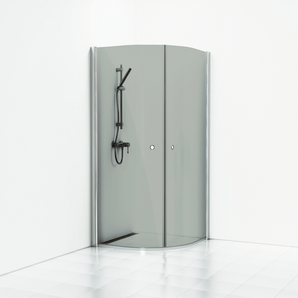 Suihkukulma Svedbergs Skoga puolipyöreä 90x90x198 kiilt/savulasi rengasvedin