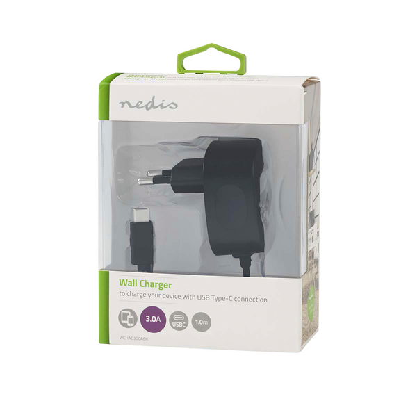 Verkkolaturi Nedis USB-C 3.0 A musta
