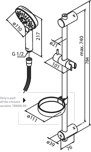 Suihkusetti Damixa 76688.00 Silhouet kromi