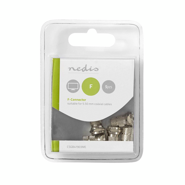F-liittimet Nedis 5,5mm säänkestävä 5kpl