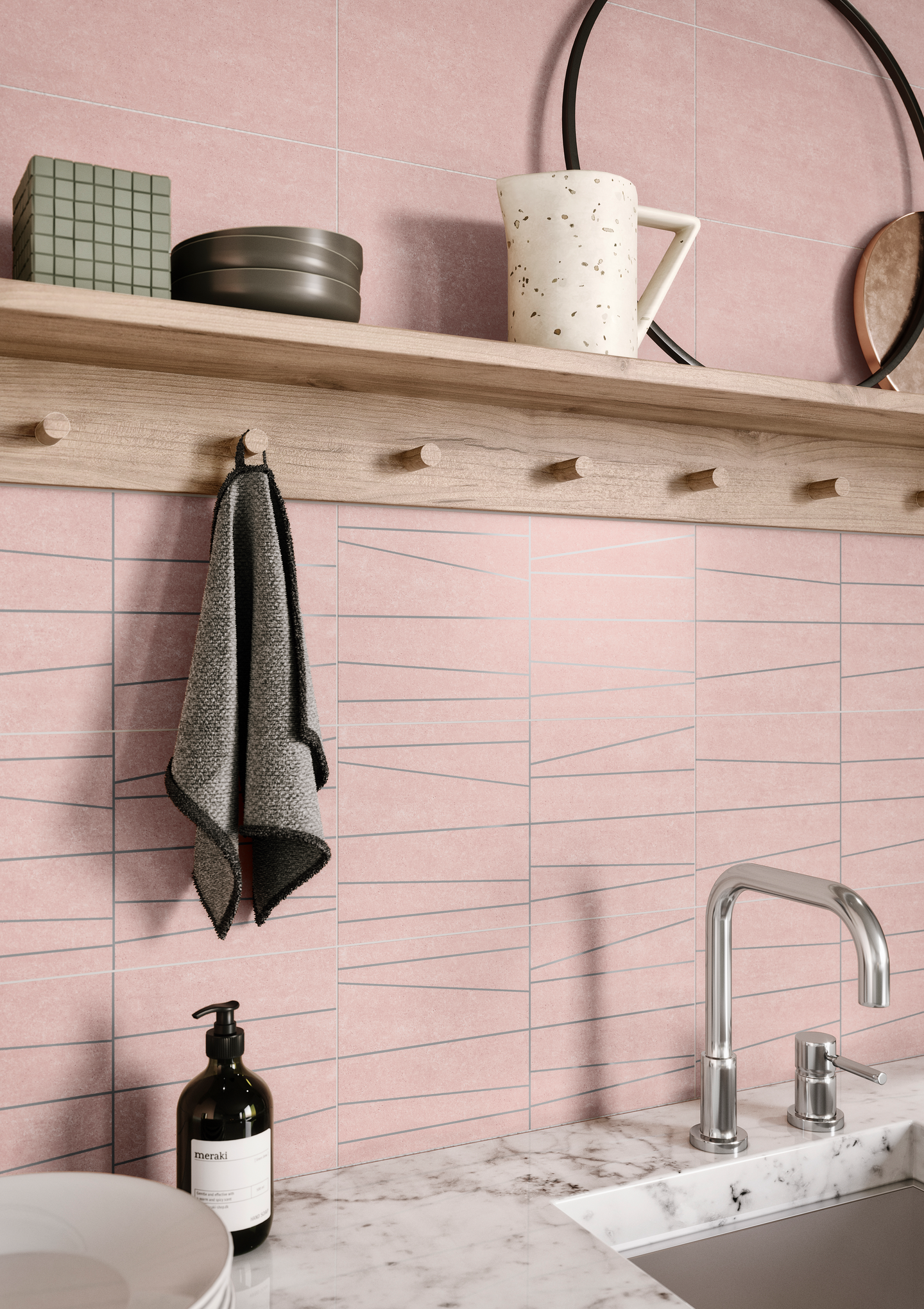 Seinälaatta Cello Urban Aquarel 20x40 roosa 1,2m²