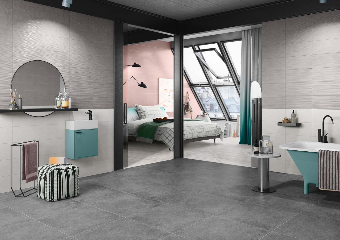 Kuviolaatta Cello Urban Aquarel 20x40 aalto harmaa 1,2m²