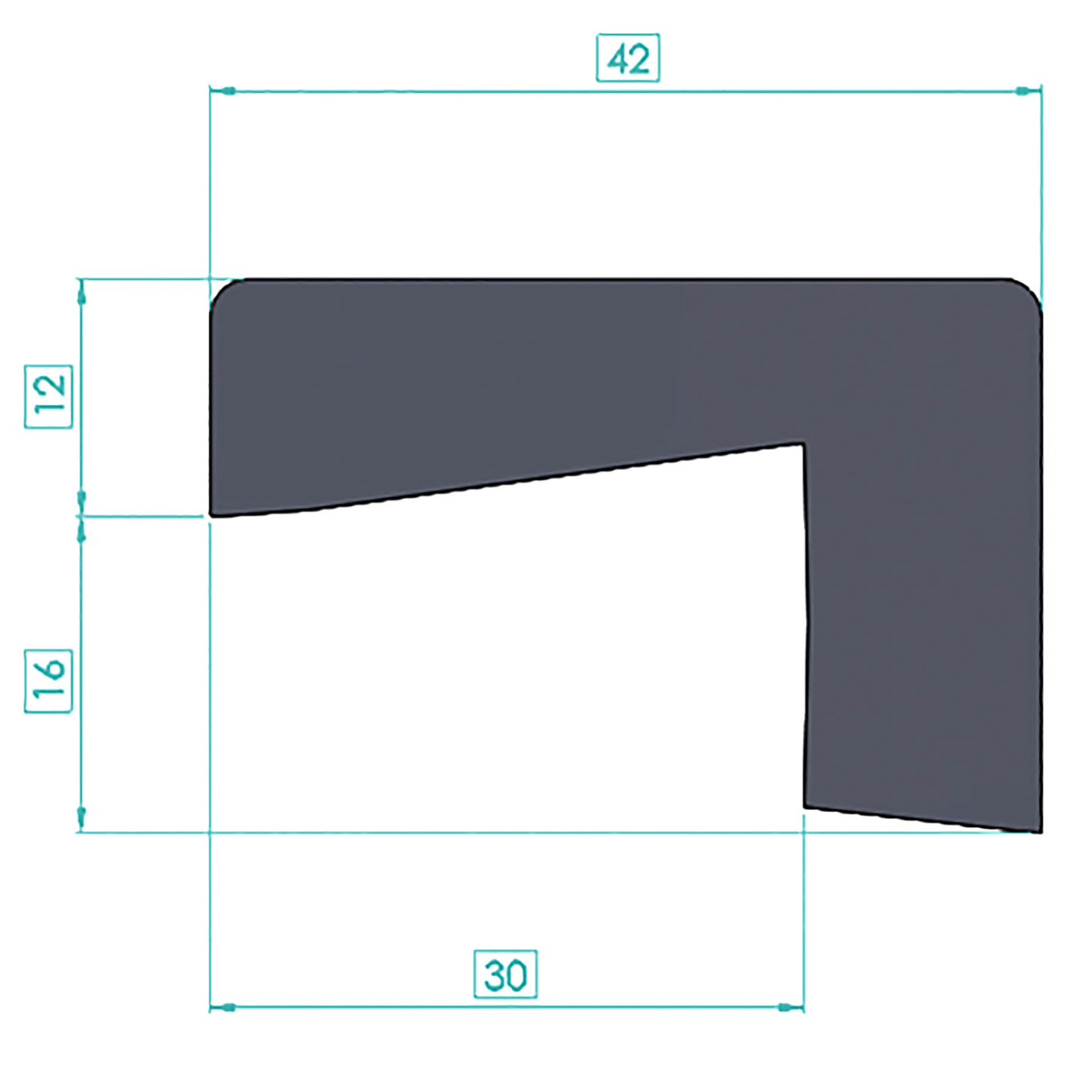 Reunalista 42x28/16mm muovi valkoinen vls 16