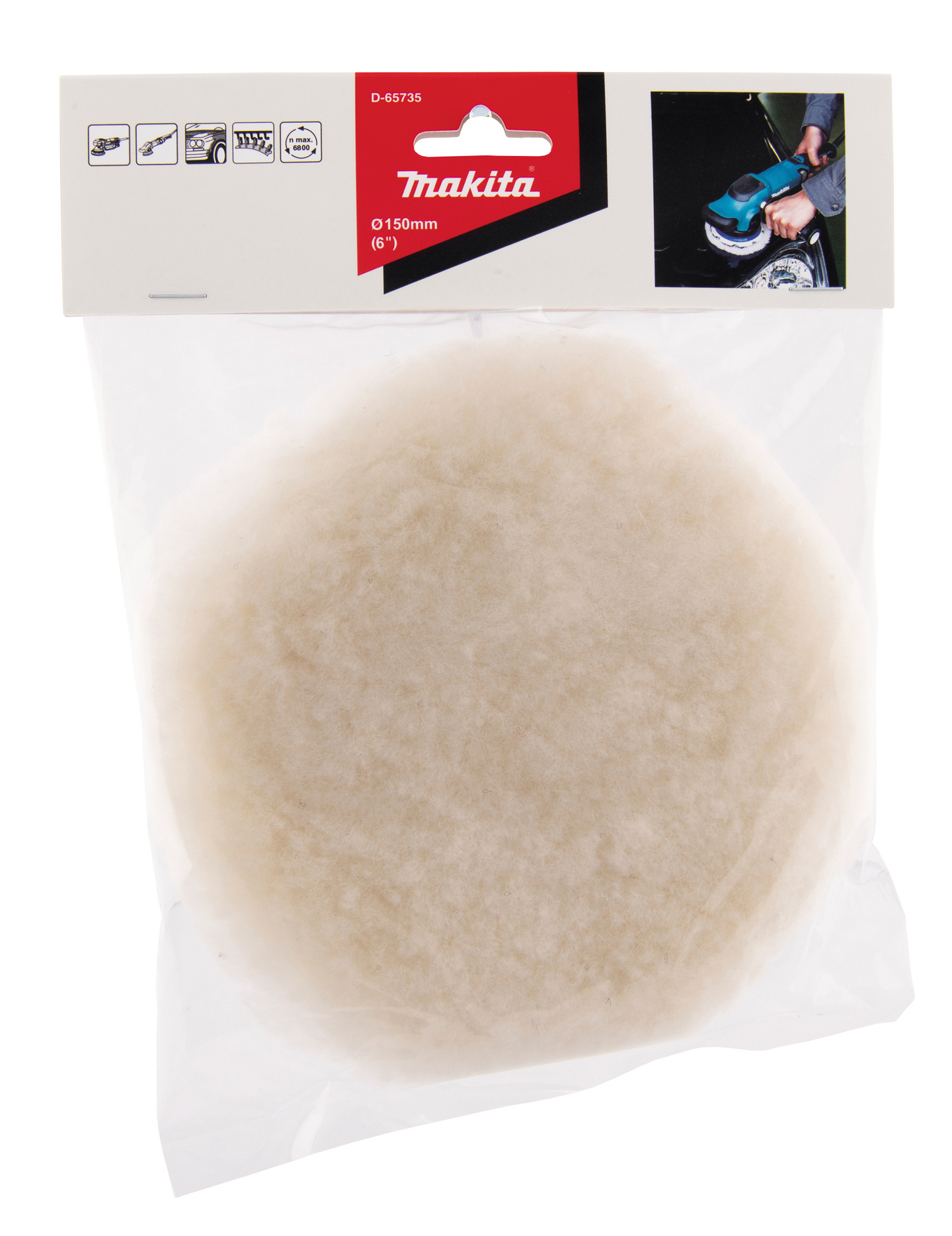 Kiillotusmoppi Makita 150mm villaa