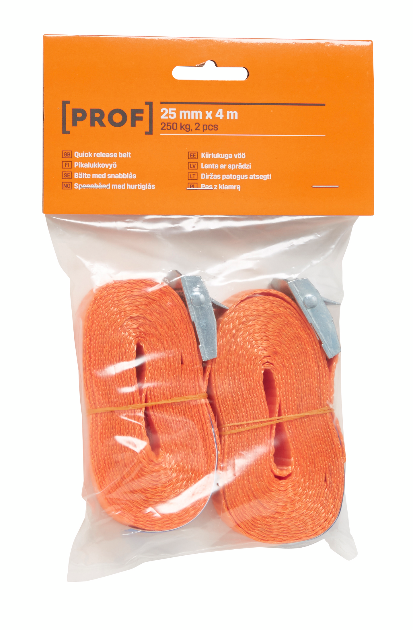 Pikalukkovyö PROF 25mm x 4m 250kg 2kpl