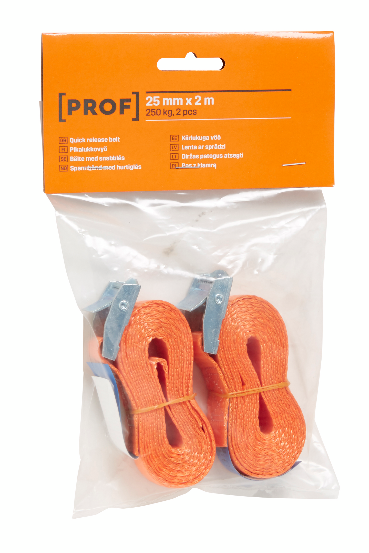 Pikalukkovyö PROF 25mm x 2m 250kg 2kpl