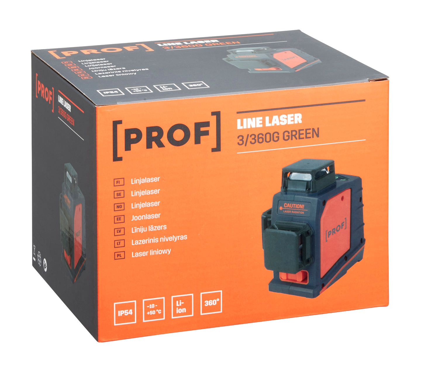 Linjalaser PROF 3/360G vihreä itsetasaava