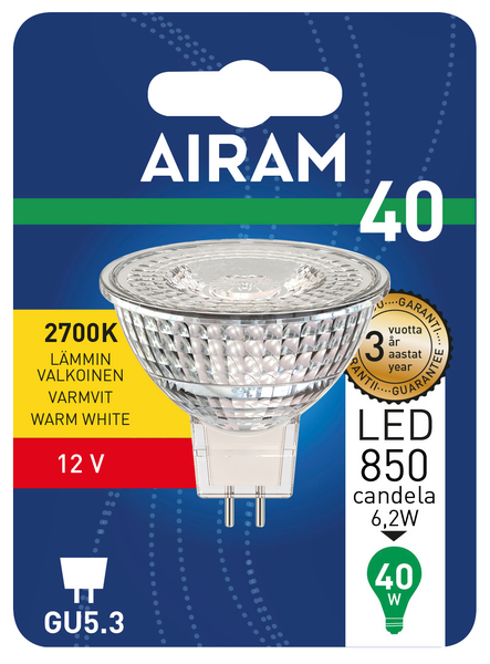 Led-kohdelamppu Airam 430lm 850cd GU5,3