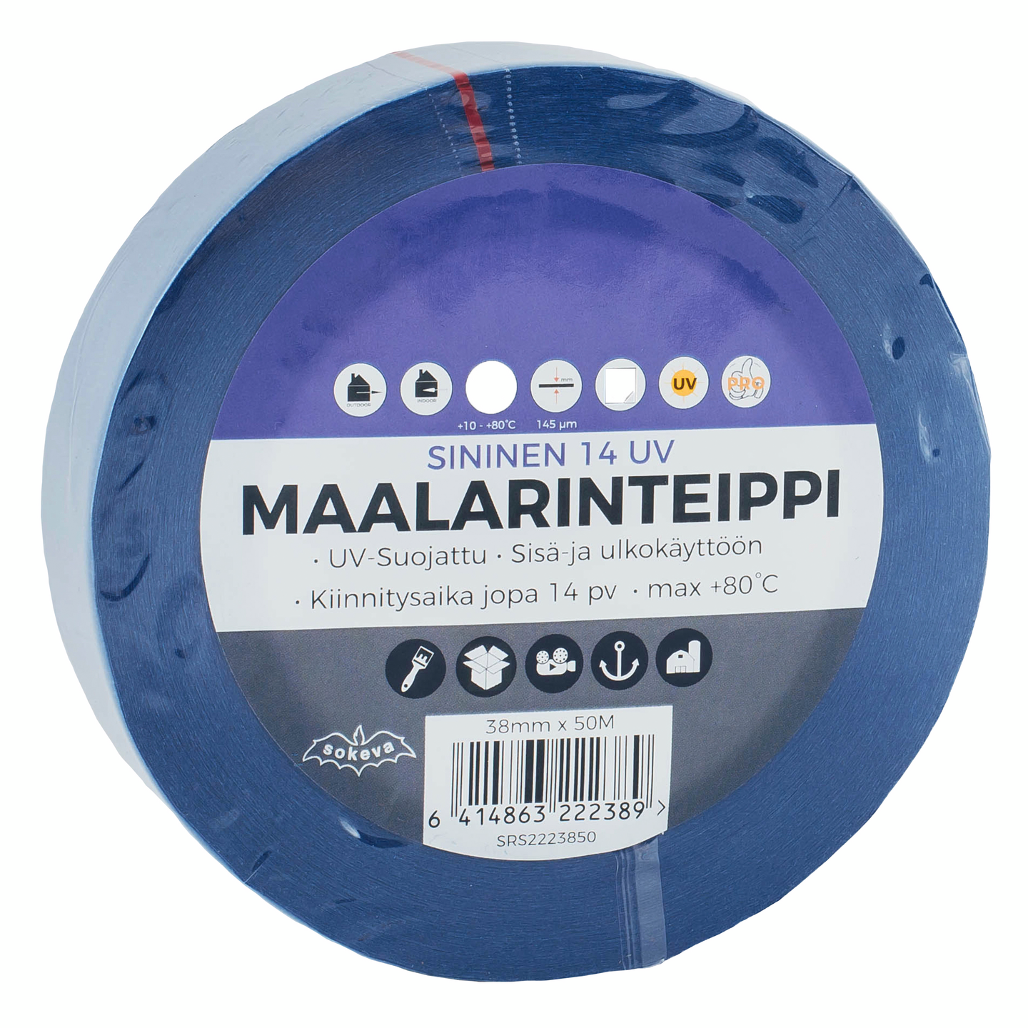 Maalarinteippi 14 UV 25mmx50m sininen