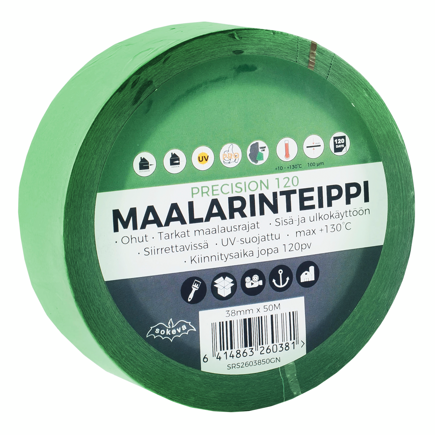 Maalarinteippi Precision 120 19mmx50m vihreä