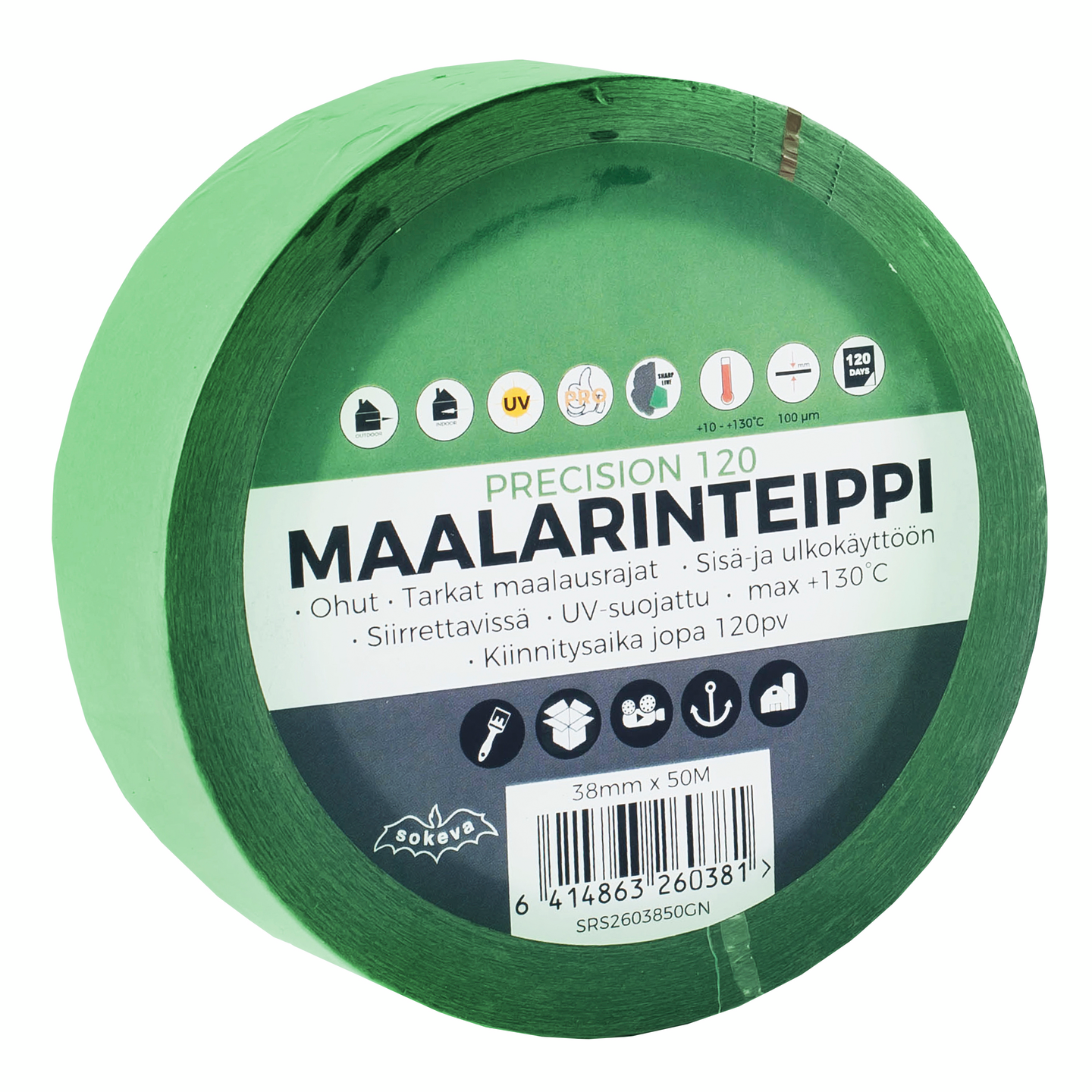 Maalarinteippi Precision 120 25mmx50m vihreä