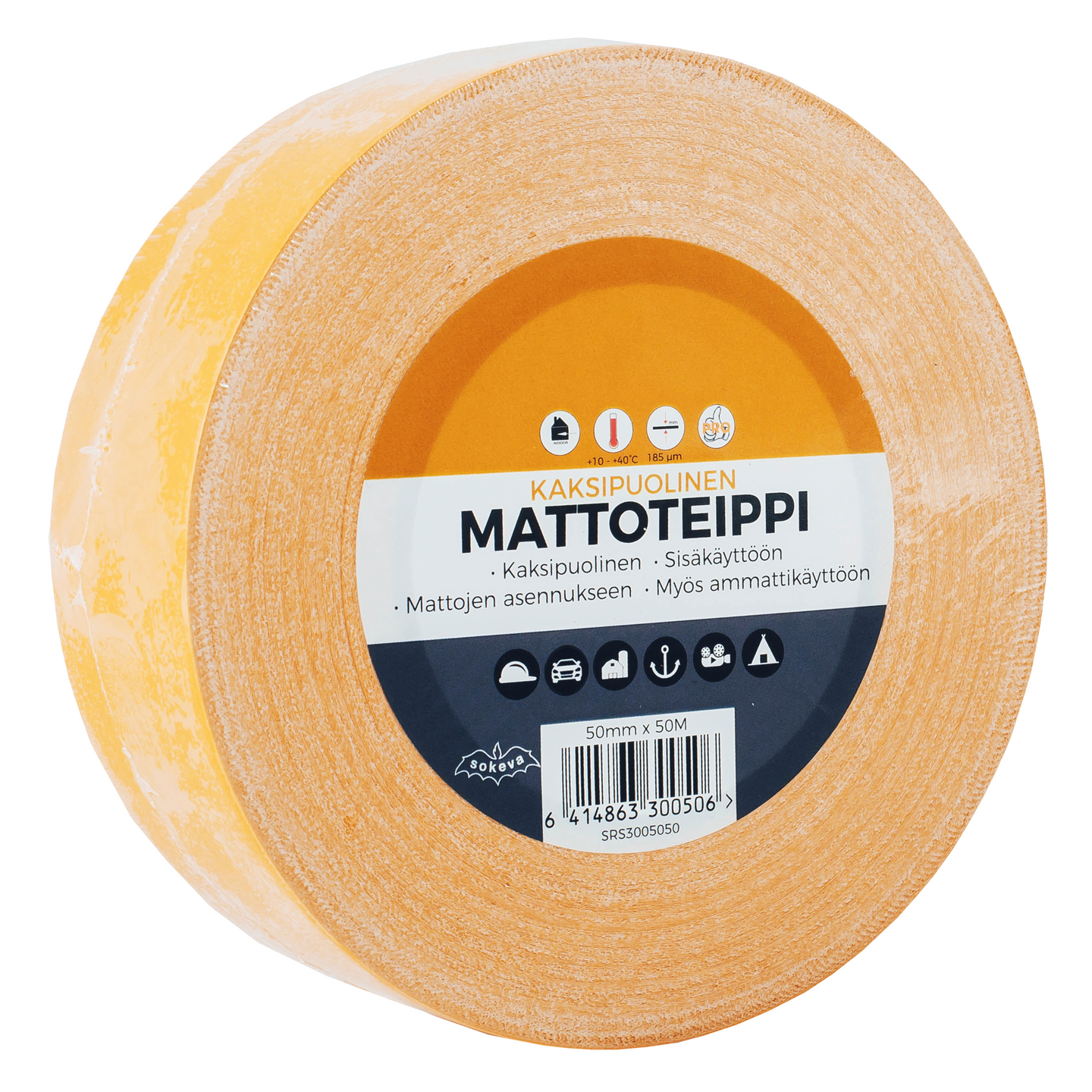 Mattoteippi 2-puoleinen 50mmx25m