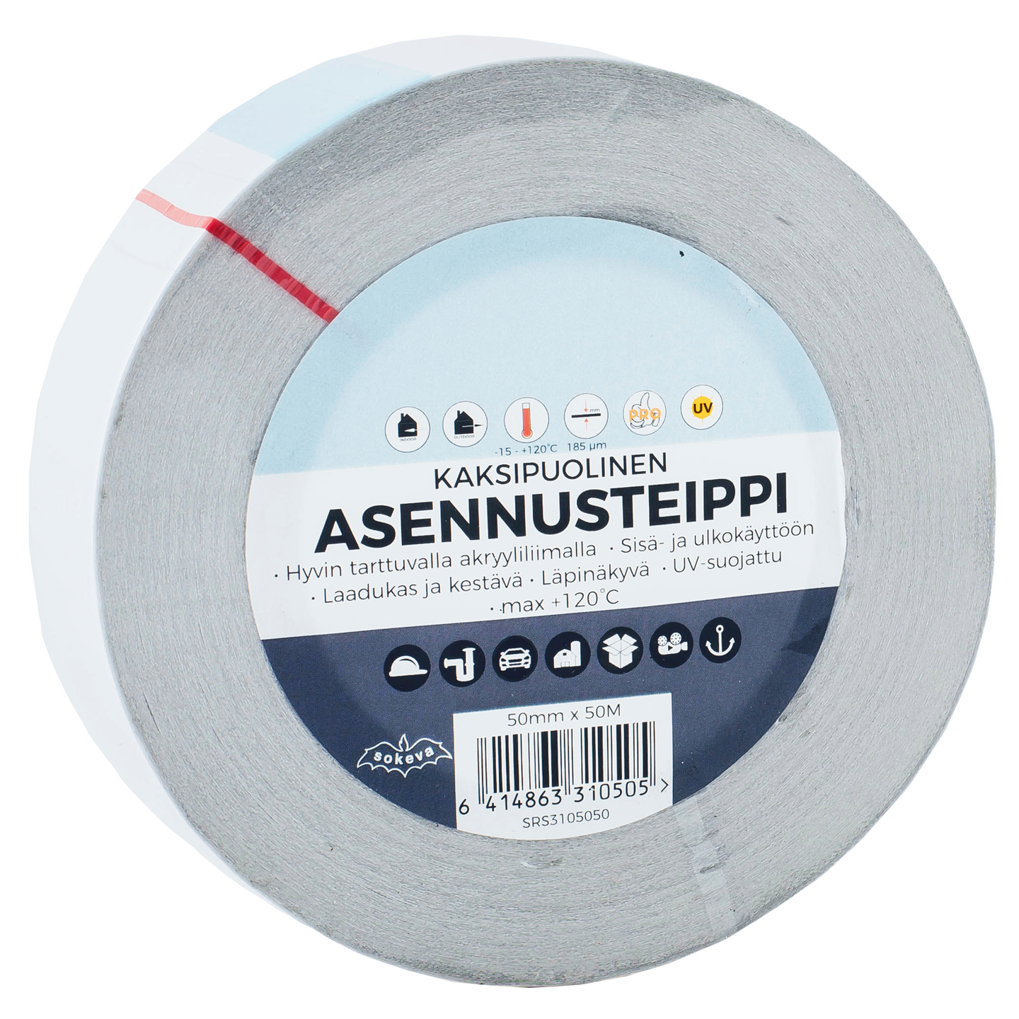 Asennusteippi 2-puoleinen 50mmx50m
