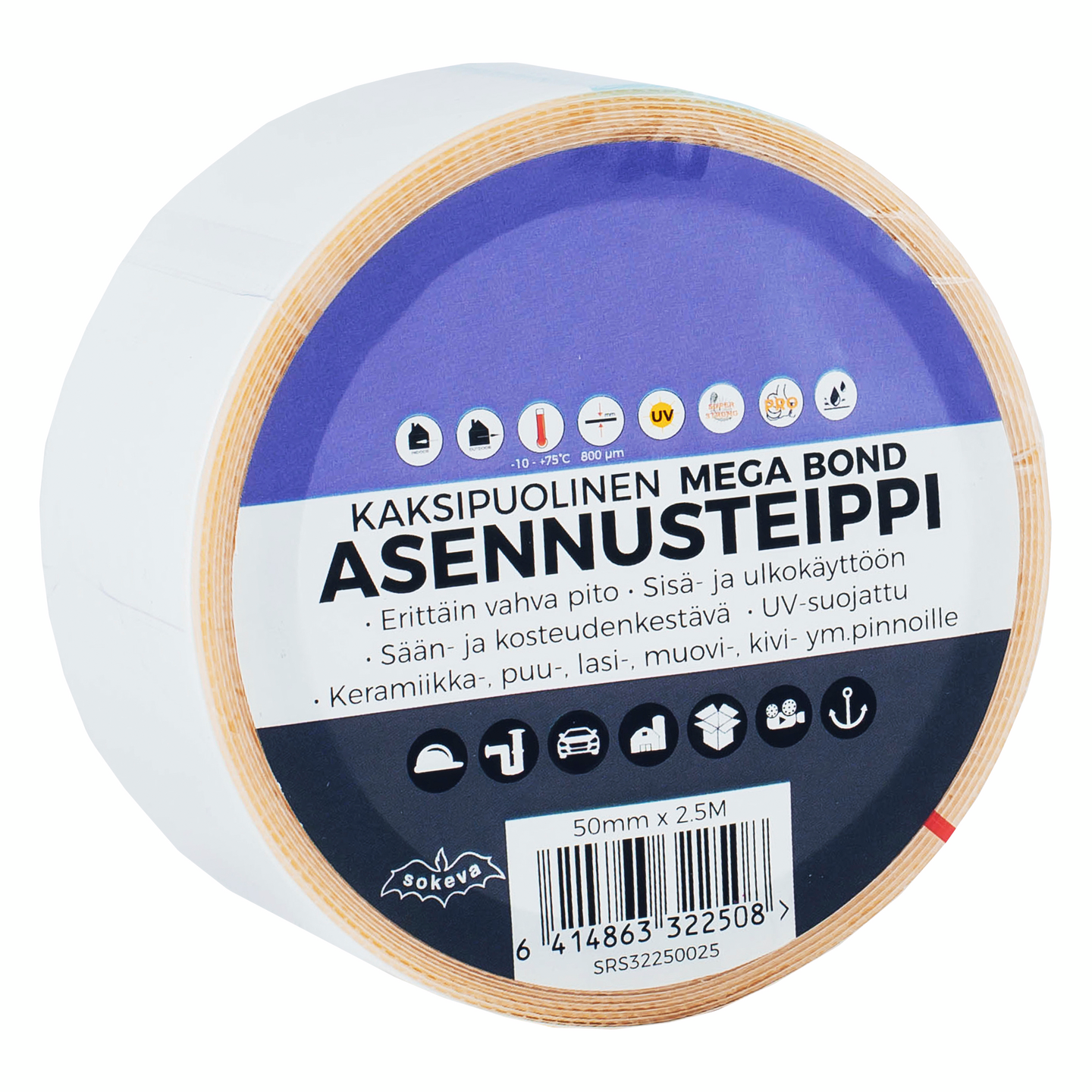 Asennusteippi Foam 19mmx2,5m 2-puoleinen kirkas