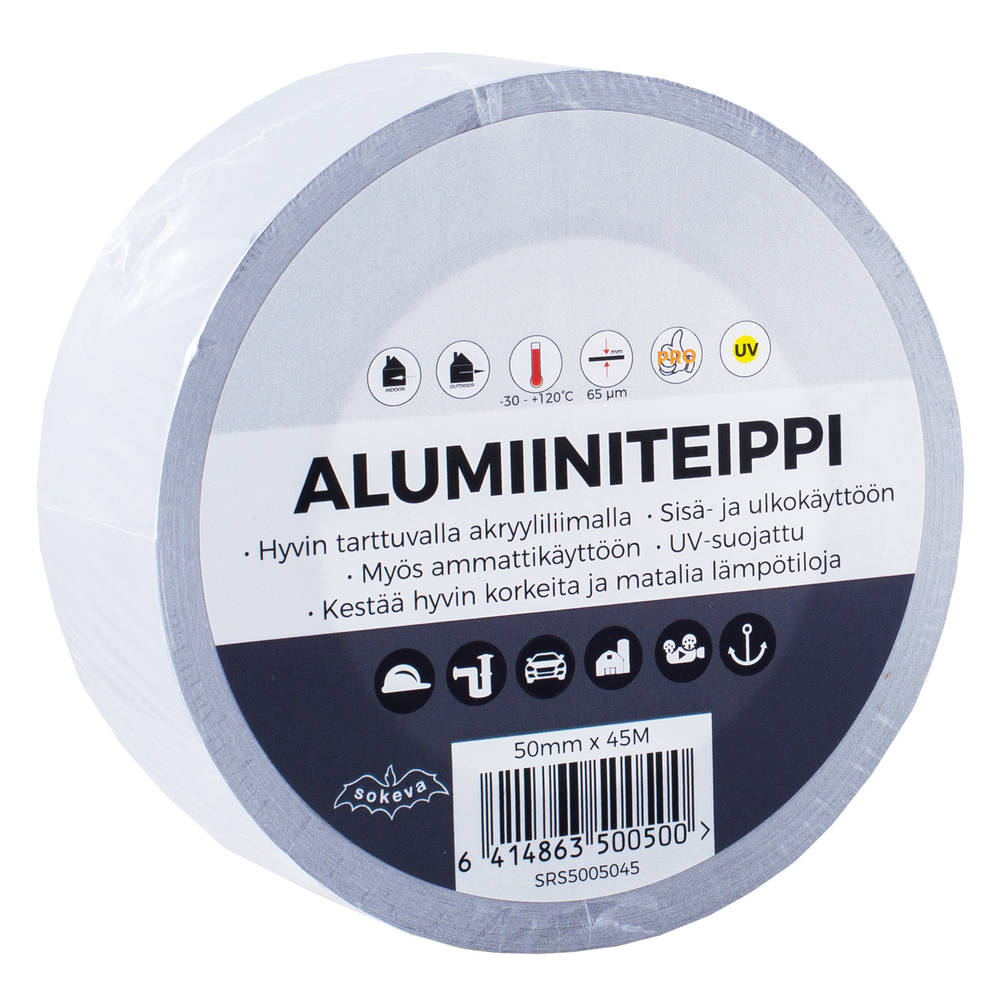 Alumiiniteippi 50mmx45m kiiltävä hopea