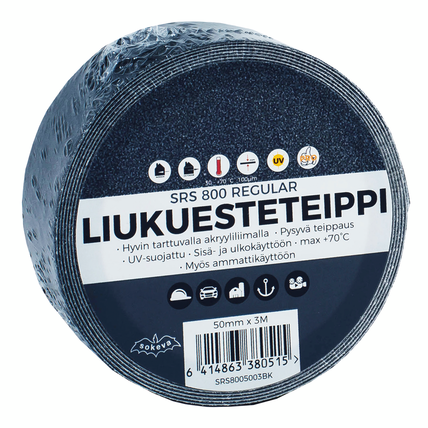 Liukuesteteippi 25mmx3m musta