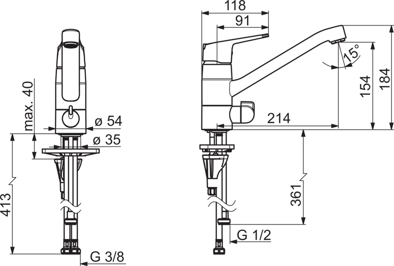 Keittiöhana Oras 1825FG Vega pesukoneventtiili