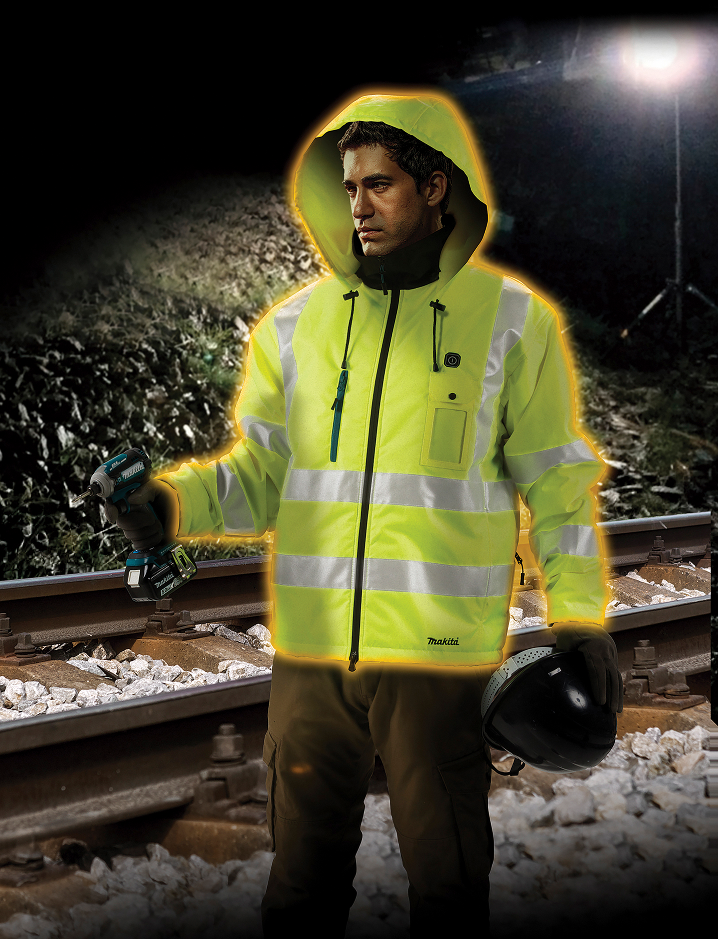 Lämpötakki Makita DCJ206Z huomioväri 18V