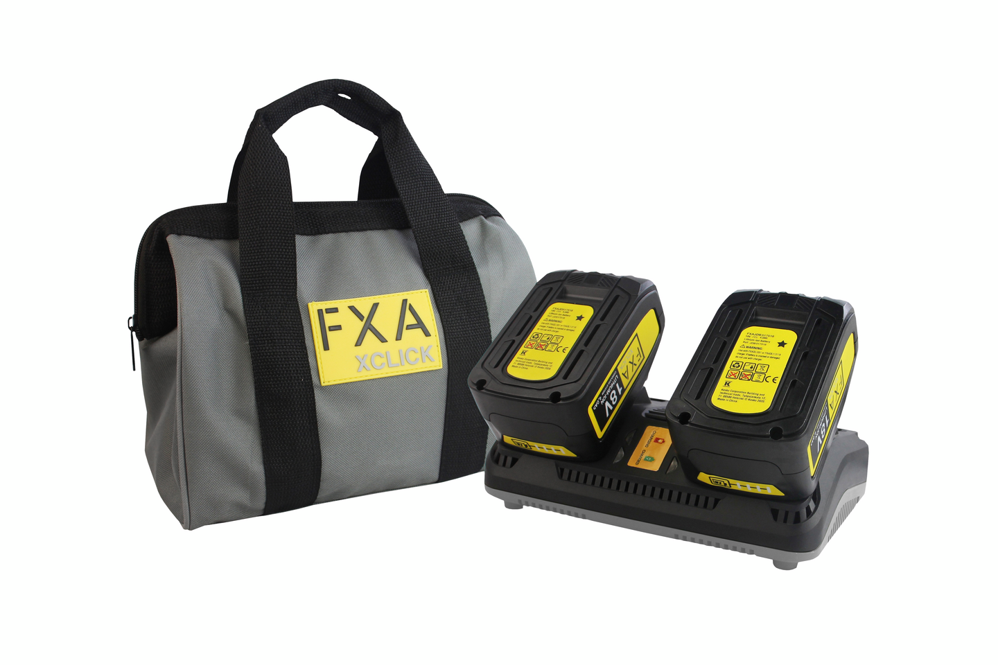 Akku-ja laturipaketti FXA XCLICK 18V-L Power Pack 2x4,0Ah + laturi
