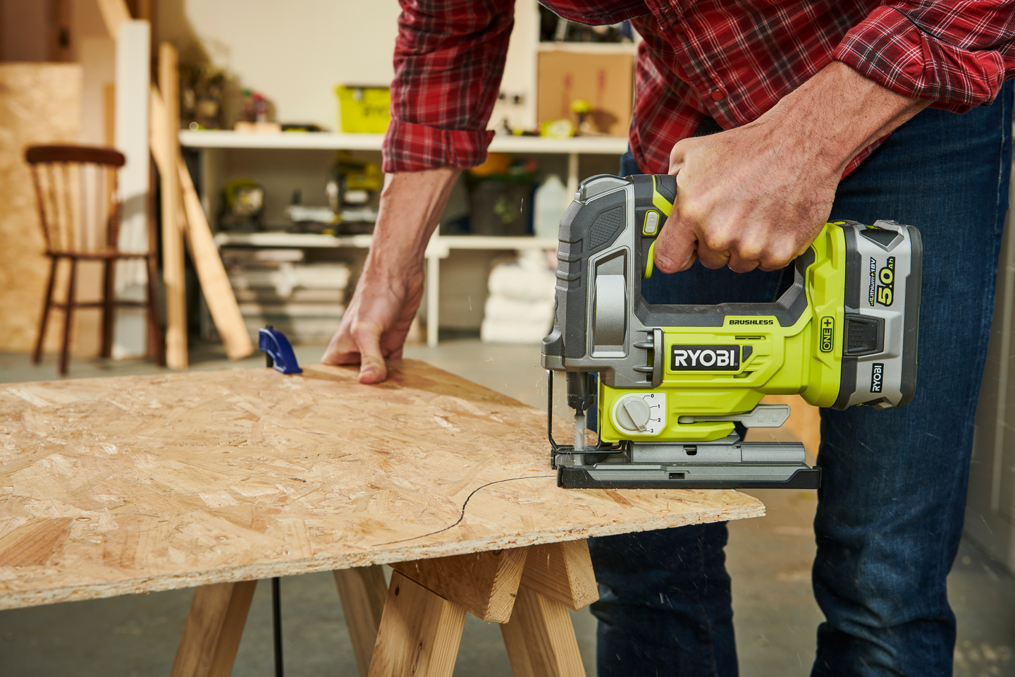 Pistosaha Ryobi R18JS7-0 18V ONE+ hiiliharjaton