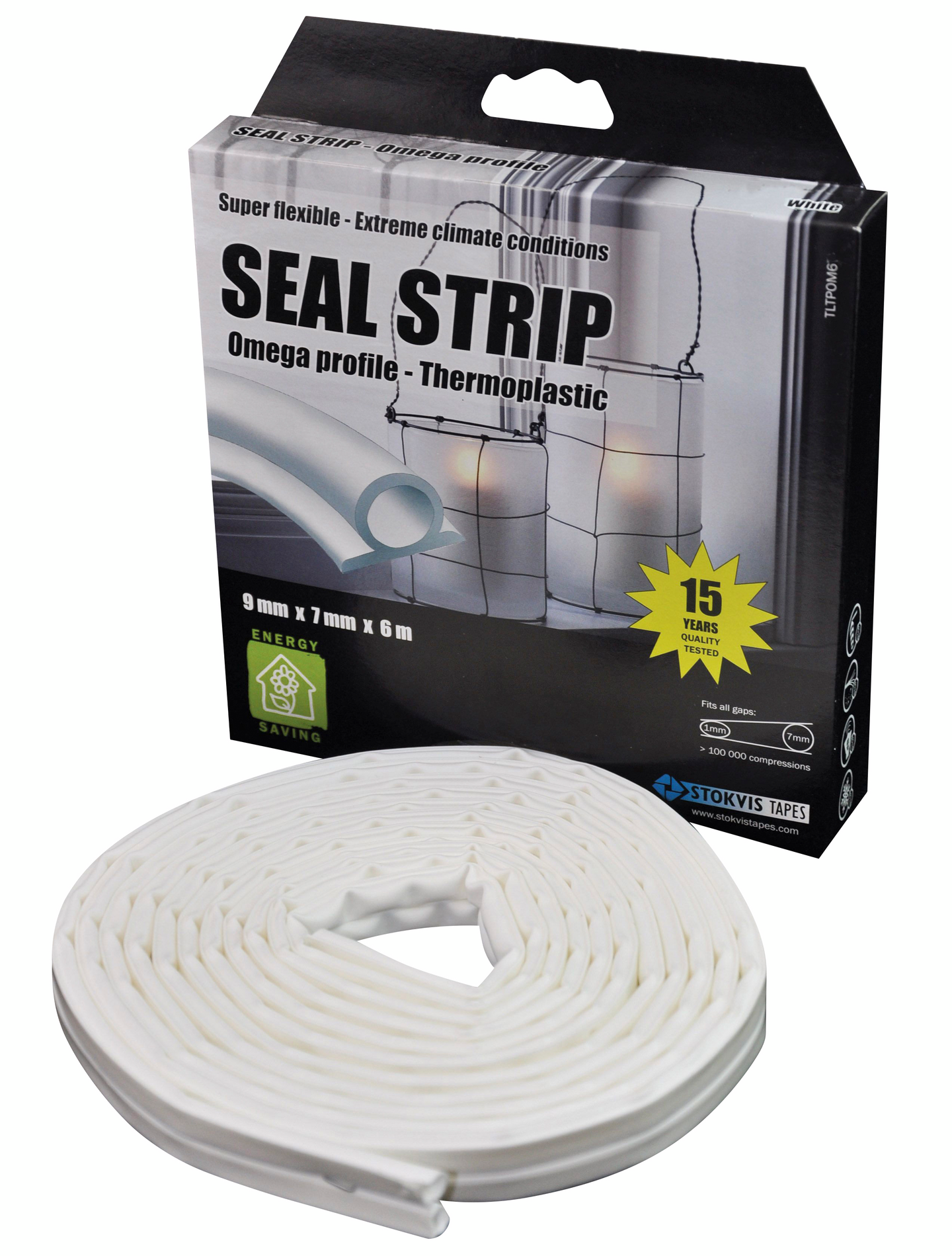 Tiiviste Omega profiili Stokvis tpe valkoinen 9mmx7mmx6m TLTPOM6WH