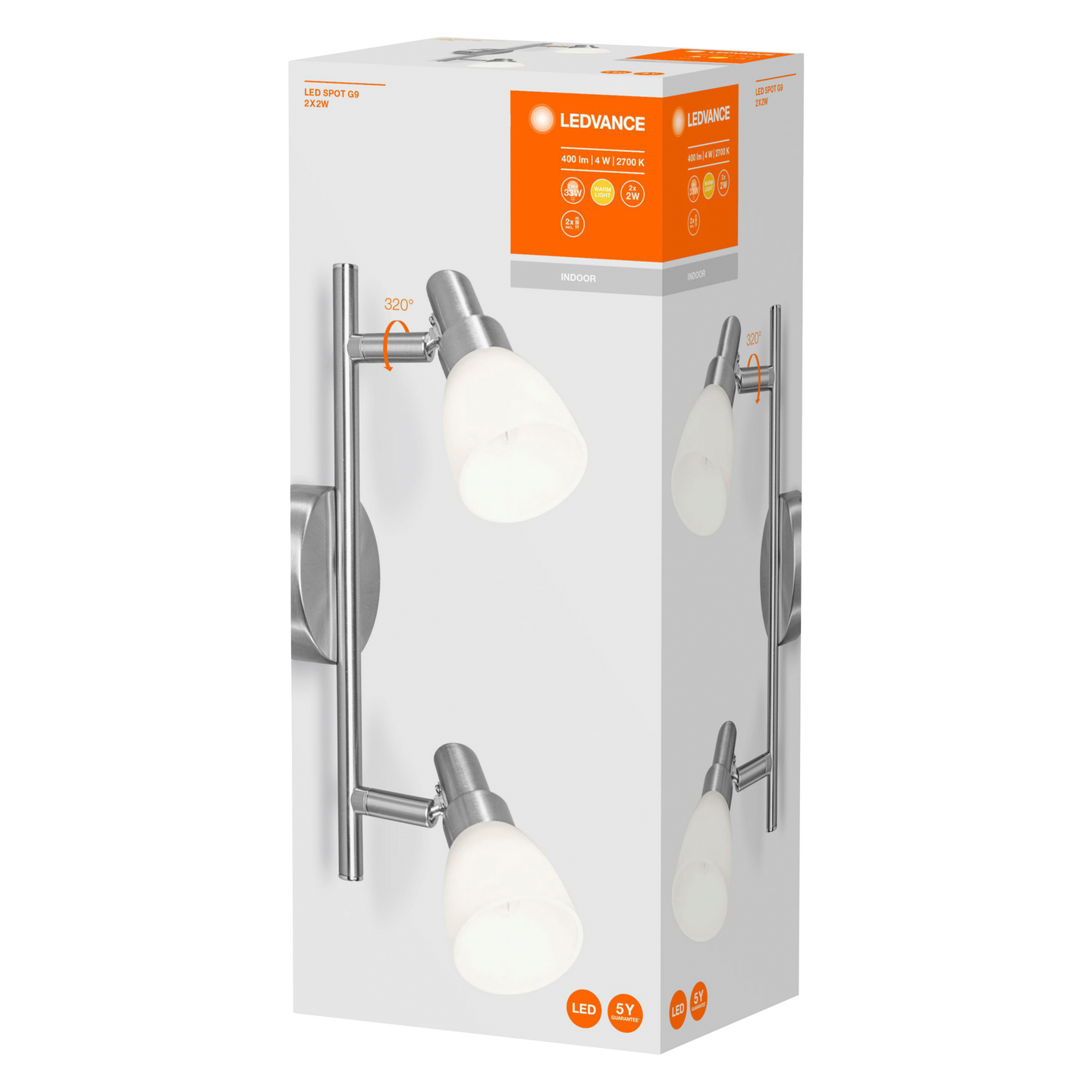 Spottivalaisin LEDVANCE Led Spot G9 2x200lm harmaa